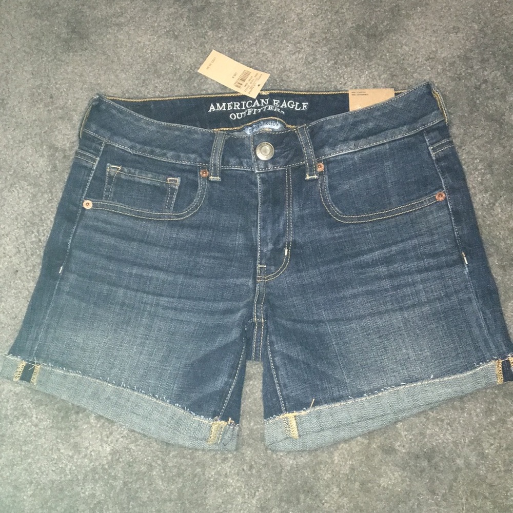 NWT - AEO Darker wash Midi Shorts